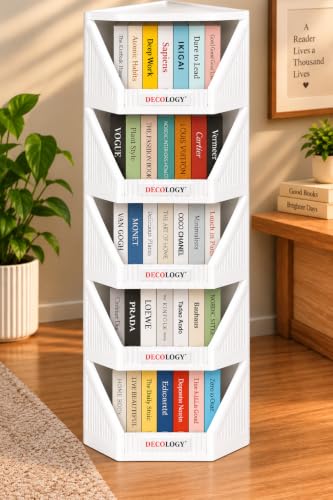 Image of DecoLogy Multipurpose Bookshelf Organiser Rack for Living Room, Kitchen, Bedroom, Office (Corner Cupboard, 5PCS)
