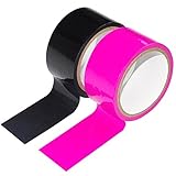 Non Stick Duct Tape - no Glue no Sticky - Easy to use - 2 Pack (Black Fushia Pink)