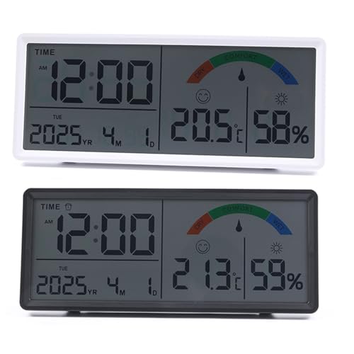 Reloj de pared digital LCD con doble alarma y termómetro interior 5
