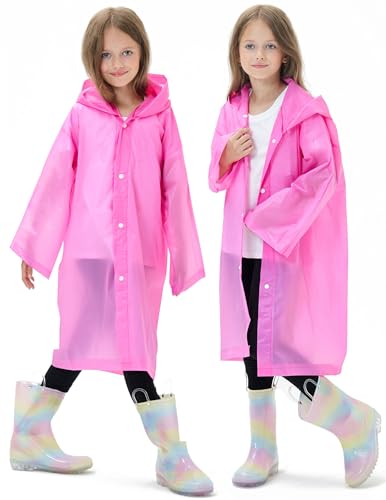 Image of 2 Pack Reusable Waterproof Raincoat EVA Emergency Rain Ponchos One Size Rain Jacket for Children, Boys and Girls