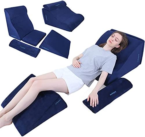 URBLAPOW UP-Ⅲ Wedge Pillow - Bed Wedge Pillow，Post Surgery Foam Pillow for Back, Neck and Leg Pain Relief， for Back and Legs Support，Reading Pillow ，Helps with Acid Reflux ，Blue