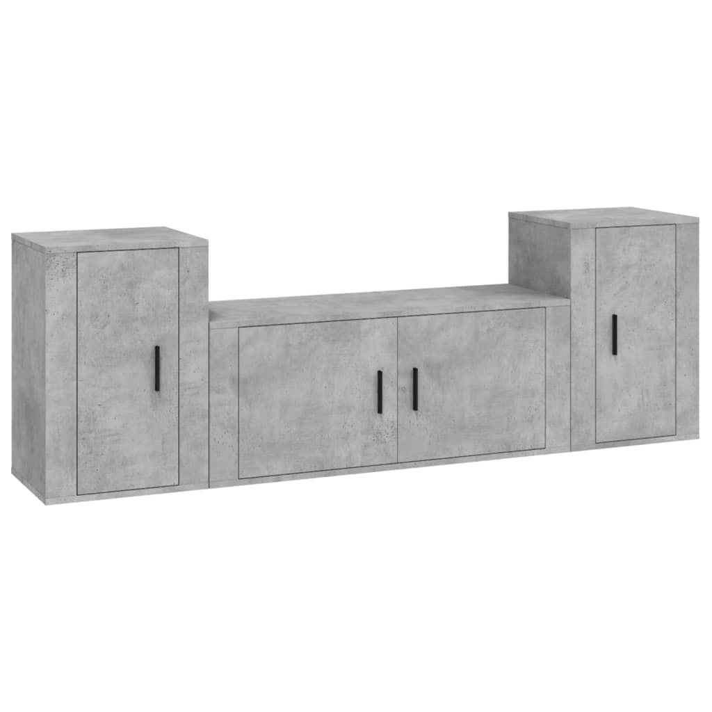 Set di 3 mobili TV a parete sospeso grigio cemento