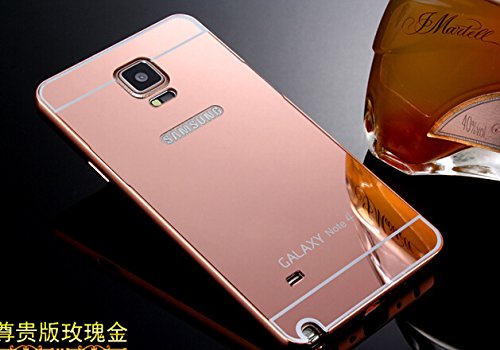 Samsung Note 4 Case,Double-Lin Ultra-thin Luxury Aluminum Metal Mirror PC Back Case Cover for Samsung Galaxy Note 4 N910 (Rose gold)