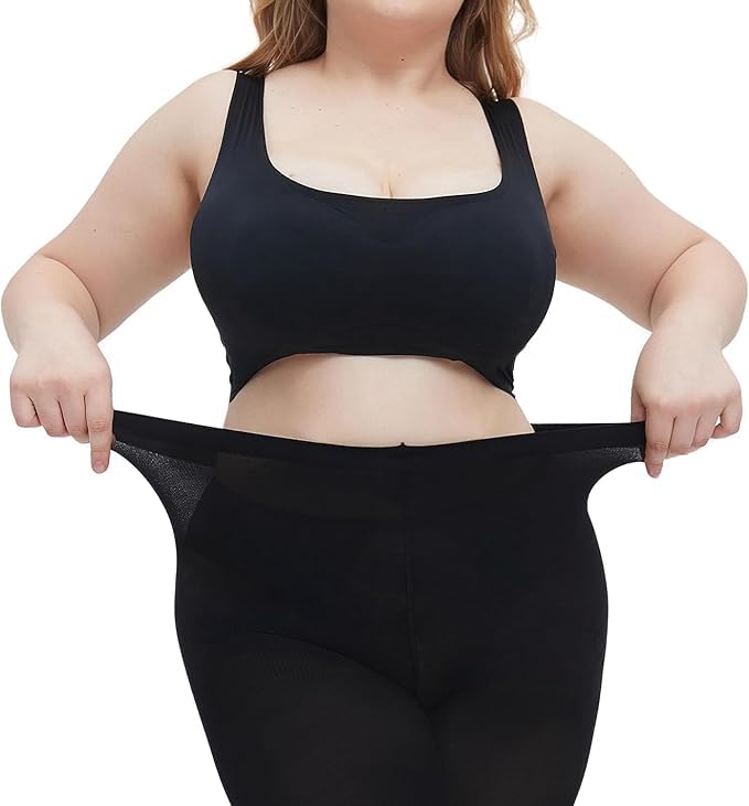 shaperx Plus Size Tights for Women Run Resistant Soft Solid Color Semi Opaque Tights High Waist Plus Size Pak of 1-picture-25