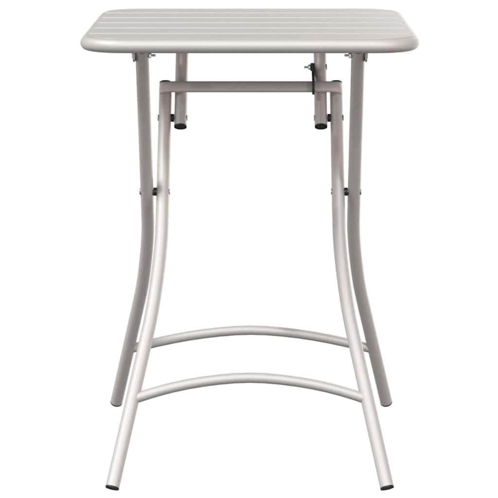Stolik bistro beżowy, 55 x 55 x 72,5 cm, wykonany ze stali malowanej proszkowo, składany, do ogrodu, na taras, balkon, kemping, piknik, do użytku na świeżym powietrzu
