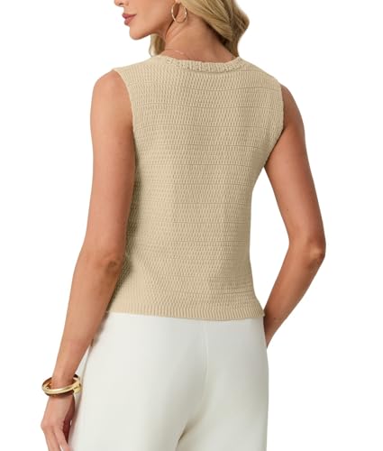 GRECERELLE Women's Summer Sleeveless V Neck Sweater Vest Knit Tank Top — view 6