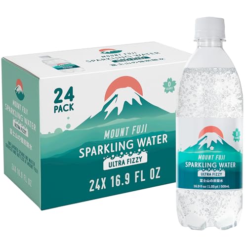 IRIS Sparkling Water Bottles, 16.9 fl oz, 24-Pack, Strong Carbonation from Mount Fuji Spring, Refreshing Japanese Natural Mineral Seltzer Carbonated Soda Water, Product of Japan
