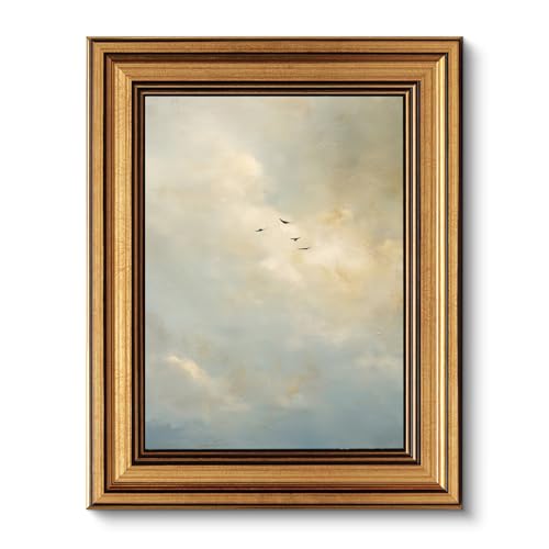 VIYYIEA Vintage Gold Framed Wall Art for Living Room,【Above The Clouds】-(10L x 8W)