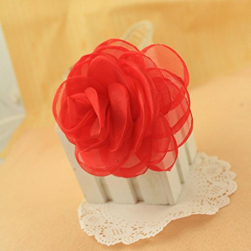 Seda para el pelo con flor rosa Merdia para mujer broche elegante 7