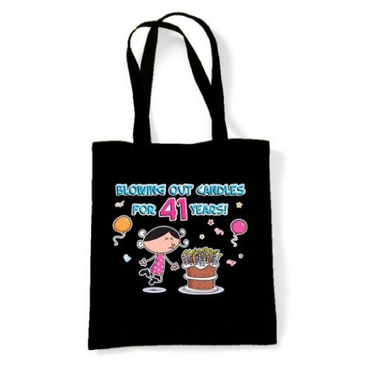 Tribal T-Shirts Velas soplando hacia fuera para 41 años 41 cumpleaños bolso de hombro, Negro, Talla única