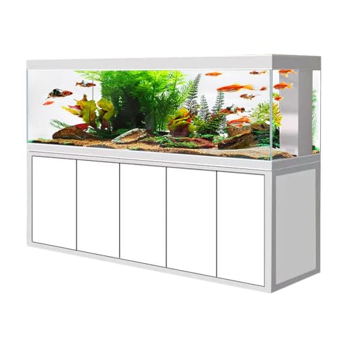 Aqua Dream 400 Gallon Aquarium Tempered Ultra-Clear Glass with Complete Setup in White with Silver Trims