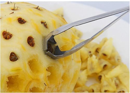 Image of Pineapple Corer Stainless Steel Pineapple Eye Remover Tool - Eye Peeler, Practical Seed Remover Clip Slicer Clip Fruit Kitchen Tool (18 /8 Stainless Steel, 2)