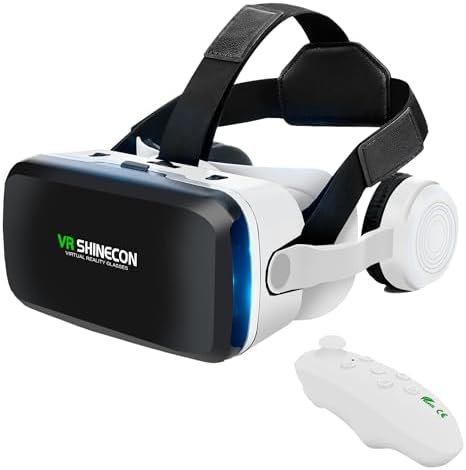 Óculos VR Realidade Virtual 3D com Fone de Ouvido Integrado e Con...