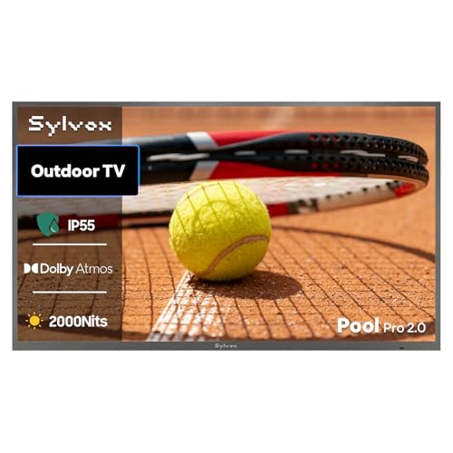 SYLVOX Outdoor TV, 43-Inch Waterproof Smart TV, 2000 nits Full Sun TV, 4K, Dolby Atmos, HDR10, Weatherproof Television with Voice Assistant Remote (Pool Pro 2.0, Latest Model)