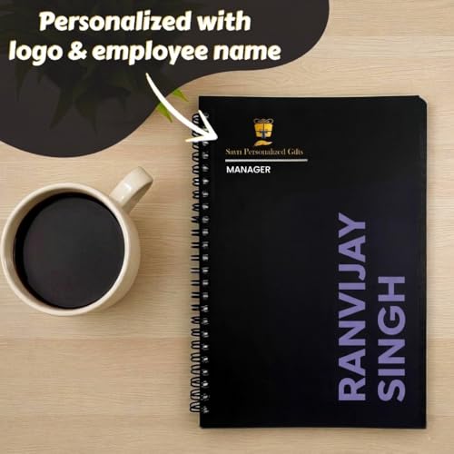 Image of SAVRI Personalized Spiral Diary A5 - Customized Notebook with Employee Name & Company Logo | Premium Ruled Diary for Office, School, College | Ideal Corporate Gift, Branding & Employee Welcome Kit
