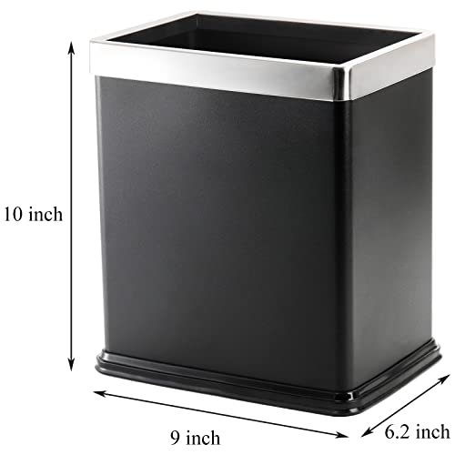 Coloch-95L-Metal-Trash-Can-with-Removable-Bag-Holder-25-Gallon-Black-Stainless-Steel-Garbage-Container-Bin-Open-Top-Wastebasket-for-Bathroom-Kitchen-Office-Hotel-Home-Use-9-x-62X-10-Inch