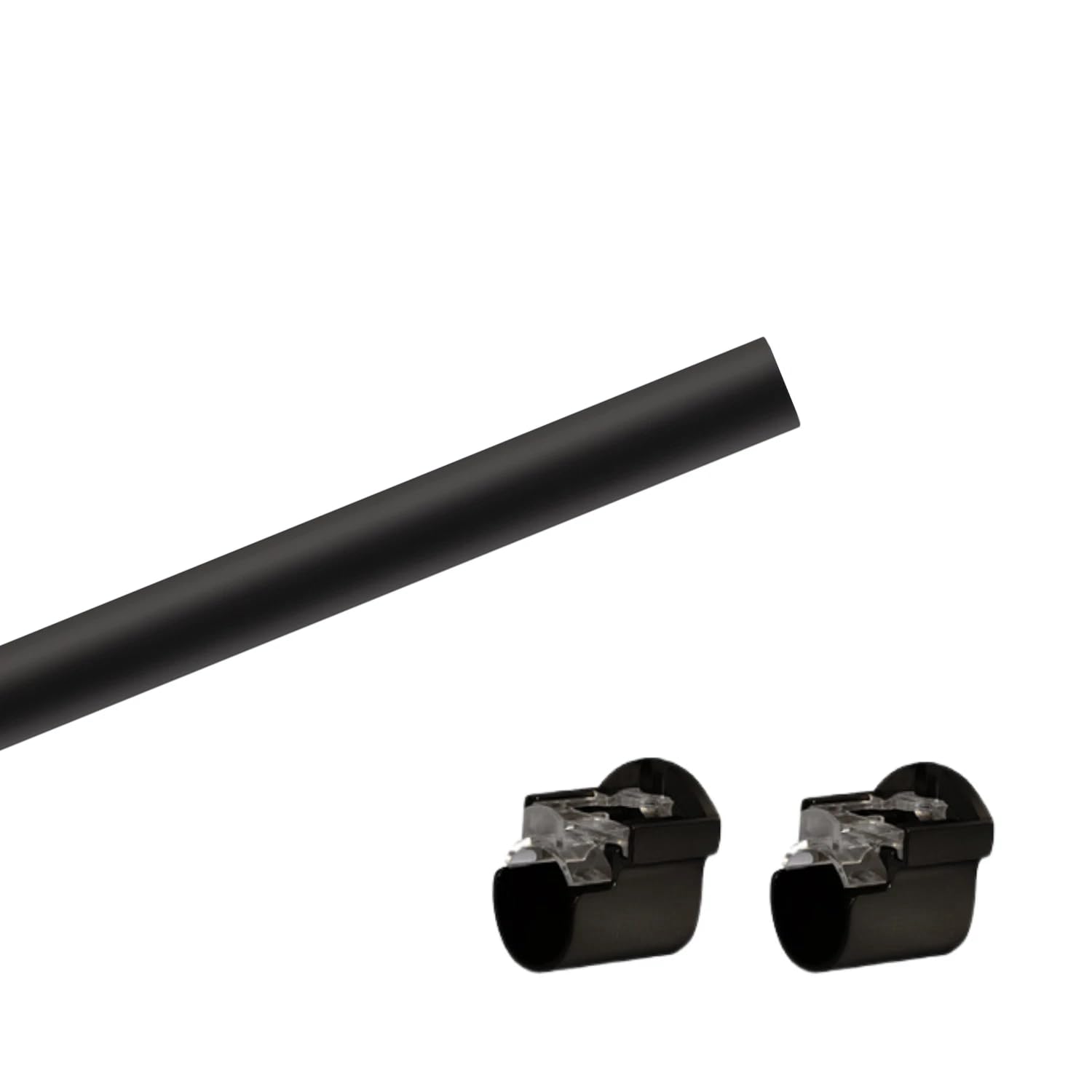Sales Today Interiror Black 28Mm Metal Various Length Eyelet Curtain Pole Rod Set With Recess Brackets Supports (, 200Cm)