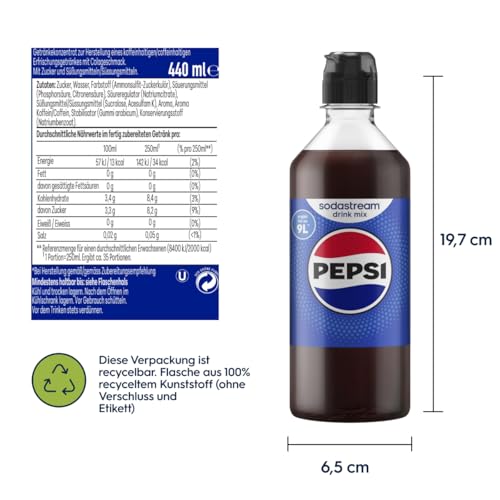 Sodastream drink mix Pepsi – Sirup für gesprudeltes & stilles Wasser, 4er Pack (4 x 440 ml), ergibt bis zu 9L Fertiggetränk 5