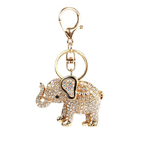 Lucky Elephant Keychain Rhinestone Key Chain for Women Car Purse Handbag Charm