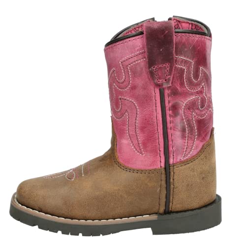 Smoky Mountain Toddler-Girls' Autry Western Boot Square Toe Brown/Pink 3 D