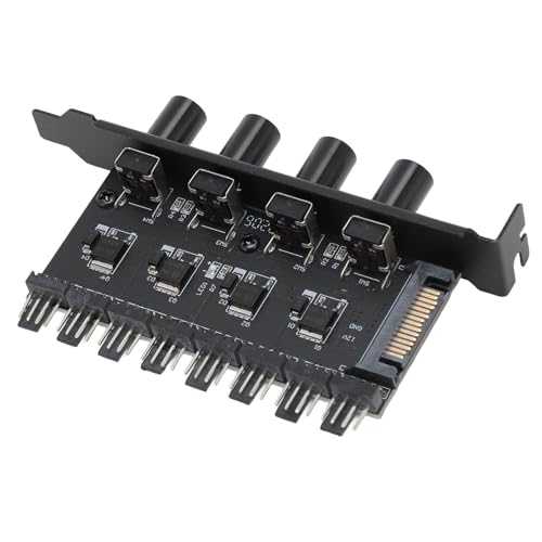 KIMISS Concentrador de Ventilador de 8 Canales para PC y Controlador de Ventilador de 12 V para un Rendimiento de Refrigeración Mejorado - Control de Velocidad Ajustable de 4 Perillas para CPU, HDD,