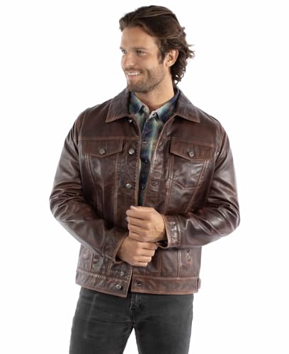 ジャケット・アウター scully western jacket Scully Men's Jacket - Zip Front Leather - Cognac - Billy's