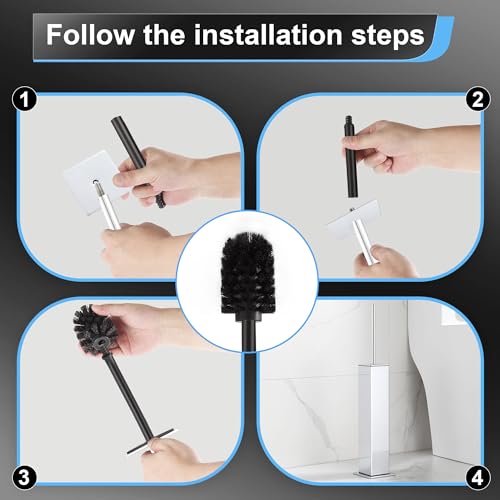 Image of BVL Toilet Brush and Holder Set Chrome Stainless Steel 304 Square Freestanding Toilet Brush for Bathroom