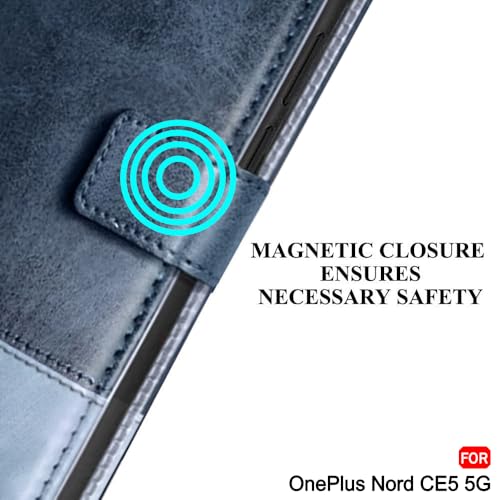 Image of TheGiftKart Flip Back Cover Case for OnePlus Nord CE 5 5G | Dual-Color Leather Finish | Inbuilt Stand & Pockets | Wallet Style Flip Back Case Cover for OnePlus Nord CE5 (Faux Leather, Blue & Sky)