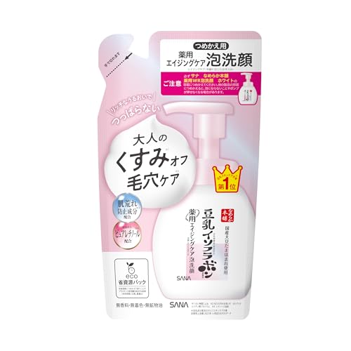 サナ なめらか本舗 薬用ＷＲ泡洗顔 ホワイト つめかえ用 豆乳イソフラボン 豆乳発酵液 人気 国産大豆 しわ シワ ナイアシンアミド ピュアレチノール 薬用 医薬部外品 しみ シミ 保湿 透明感 ハリ 毛穴ケア くすみ 無香料 無着色 無鉱物油のサムネイル