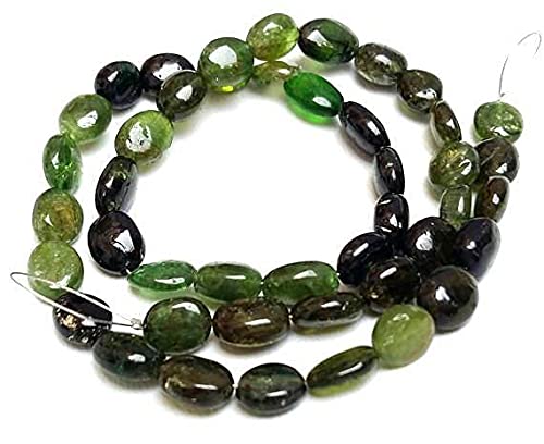 Tourmaline verte perles ovales 7-8mm en fil de 38cm de qualité supérieure pour bijoux