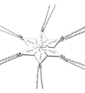 Zysta Collana Dell'Amicizia Con Ciondolo Puzzle Divisibile In 5 O 6 Pezzi - Acciaio Inox, Personalizzabile Con Incisione Iniziali - Regalo BFF - 2