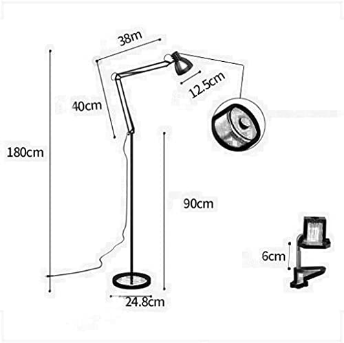 Lampe de bureau rotative double usage avec bras long réglable en fer noir E27