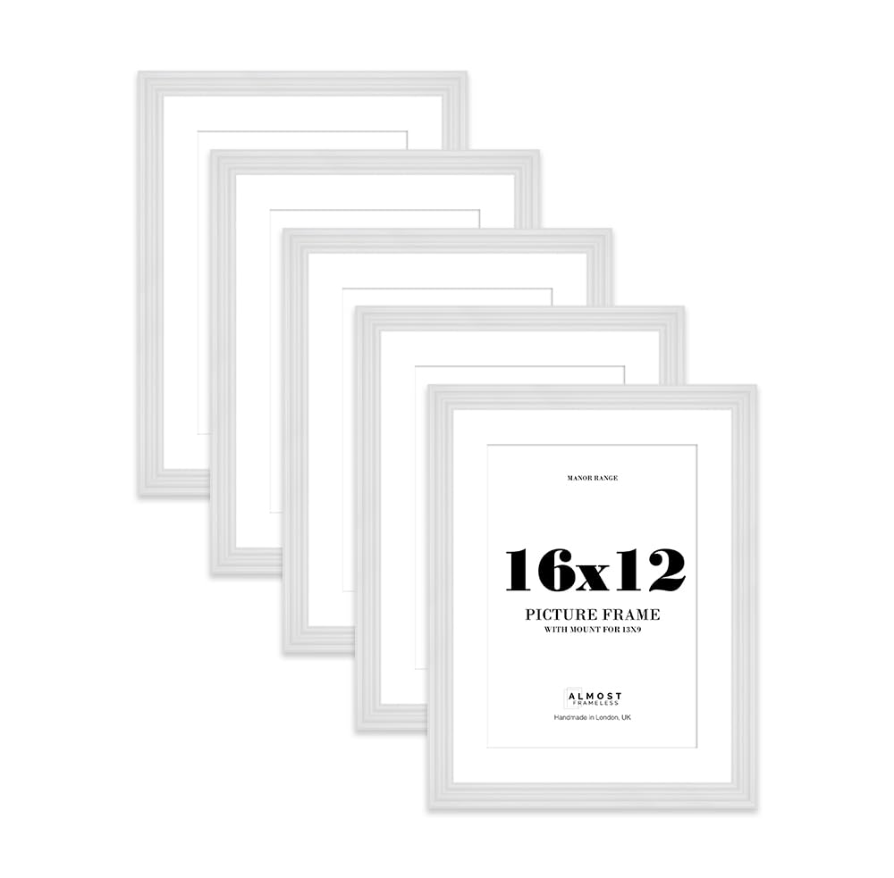 16x12 White Picture Frame - 16x12 Frame with 13x9 Mount for 16x12/13x9 Pictures Classic Style Antique-Inspired Home Accessories, 5 Pack โ image 1