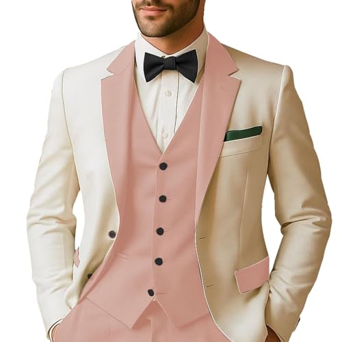 Mens Slim Fit Suit 3 Piece Men Tuxedo Suit Sets Prom Formal Wedding Suits Two Button Blazer Vest Pants4