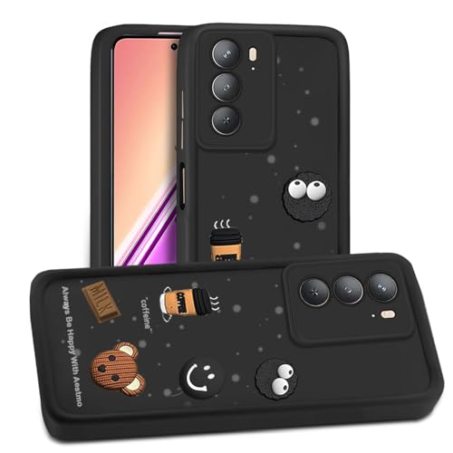 Image of AESTMO Back Case Cover for Realme P3X 5G | Cute Fun Cartoon 3D Ball | Coffee Silicone Case | Full Body Protection | Camera Protection Back Cover for Realme P3X 5G (Black)