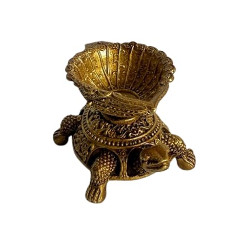 Image of eCraftIndia Brass Turtle Tortoise Diya for Pooja Traditional Diya for Temple Home Decor Oil Lamp for Aarti Gift for Diwali