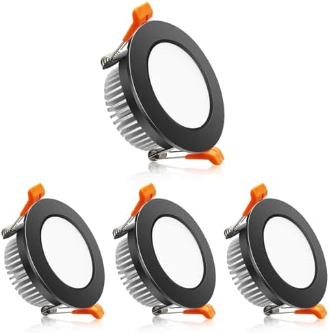 2 Inch LED Downlight, Recessed Lighting Dimmable Ceiling Light, 3W, 2700K Ultra Warm White, CRI80 with LED Driver(35W Halogen Equivalent), Black 4 Pack