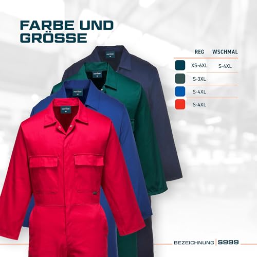 Portwest S999 Herren Euro-Arbeitskleidung Polycotton Overall Arbeitsanzug Navy, L