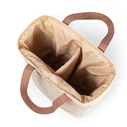 PICNIC TIME Sacola de vinho isolada com 2 garrafas de juta Pinot e bolsa de presente, bege