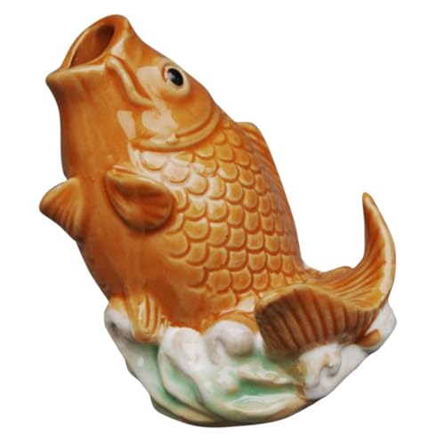 Toddmomy Statue De Carpe en Céramique 10 Cm pour Décoration De Jardin Et Bassin, Buse De Fontaine Extérieure Jardin Adaptée, Sculpture De Pulvérisateur d'eau Résistante pour Bassin Et Fontaine