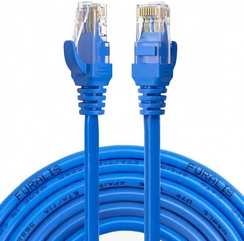 Furalis Cat6 Ethernet Kablosu (15 METRE) - 1000 Mbps’e Kadar Veri aktarımı - Fabrikasyon RJ45 Konnektörlü - Mavi - Görsel 1