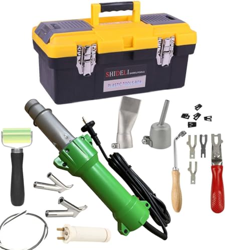 Seababyhouse 1600W Kunststoff Heißluftschweißen Pistole komplettes Tool Set Hand Fackel Schweißer Pistole mit Boden Schmetterling Reparatur Schweißen Kit Tragetasche, mit LED-Beleuchtung