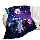 Wolf Blanket Wolf Forest Moon Decor Throw Blanket Wolf Blanket Gifts for Girls Boys Wolf Lovers Super Warm Soft Plush Lightweight Fleece Flannel Sofa Bedding Blanket for Kids Adults Men Women 50'X40'