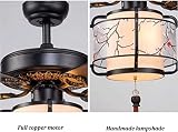 ABGRC Wnętrze Retro Wentylator sufitowy Światło Do Salonu Sypialnia, Liść Drewna wyciszony Wentylator sufitowy, Elektryczny Żyrandol Oświetleniowy LED Łatwy w instalacji Lato