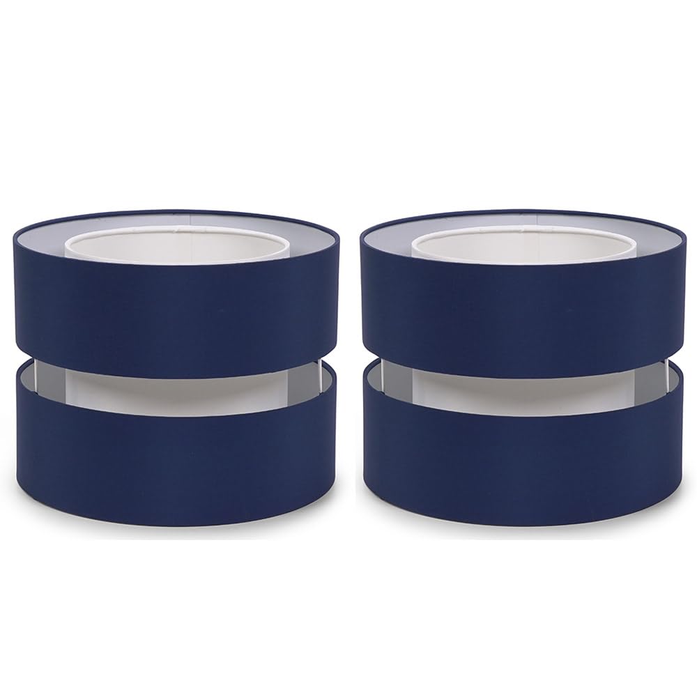 Valuelights Unisex Navy Sophia Pair Of Two 26Cm Easy Fit Ceiling Lamp Shades With Bulbs In 10 Inches