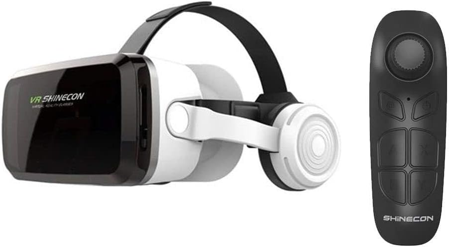 Bnext HD Virtual Reality Headset w/Controller/Gamepad,VR Headsets for iPhone/Android (Smart Glasses, White)