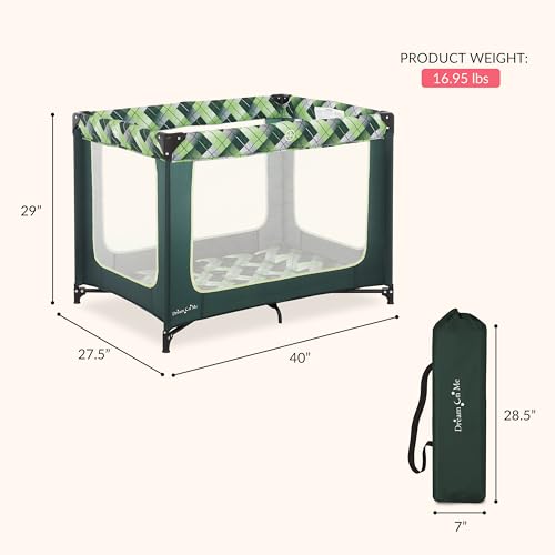 Image of Dream On Me Zoom Portable Playard in Green, Lightweight, Packable and Easy Setup Baby Playard, Breathable Mesh Sides and Soft Fabric - Comes with a Removable Padded Mat