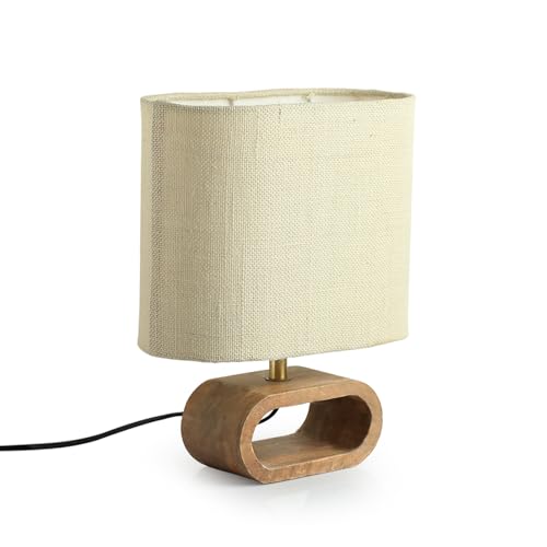 Image of Exclusivelane 'Stacked Geometry' Decorative Wooden Table Lamps for Home Decoration Table Lamp for Bedroom Bedside Lamp for Living Room (12.6 Inches, Mango Wood, Without Bulb) - Incandescent