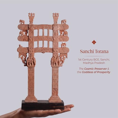 Image of Sanchi Torana Eastern Gateway | Sanchi Stupa | Sanchi Stupa Figurine | Museum-Grade Replica | Spiritual Home Decor | Premium Gifting | Torana | Buddhisms| Zen Office Decor |10 inches