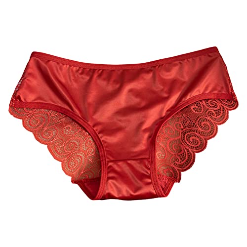 Bragas Finas de Mujer con Detalles de Encaje y Tiras Elegantes para una Sensación Cómoda y Atractiva en el Día a Día (Red, M) #3725